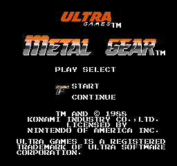 Metal Gear title screen for NES